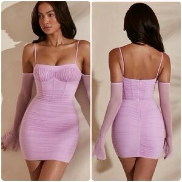 Dresses & Skirts - Oh Polly Honor Off The Shoulder Mini Dress in pink.